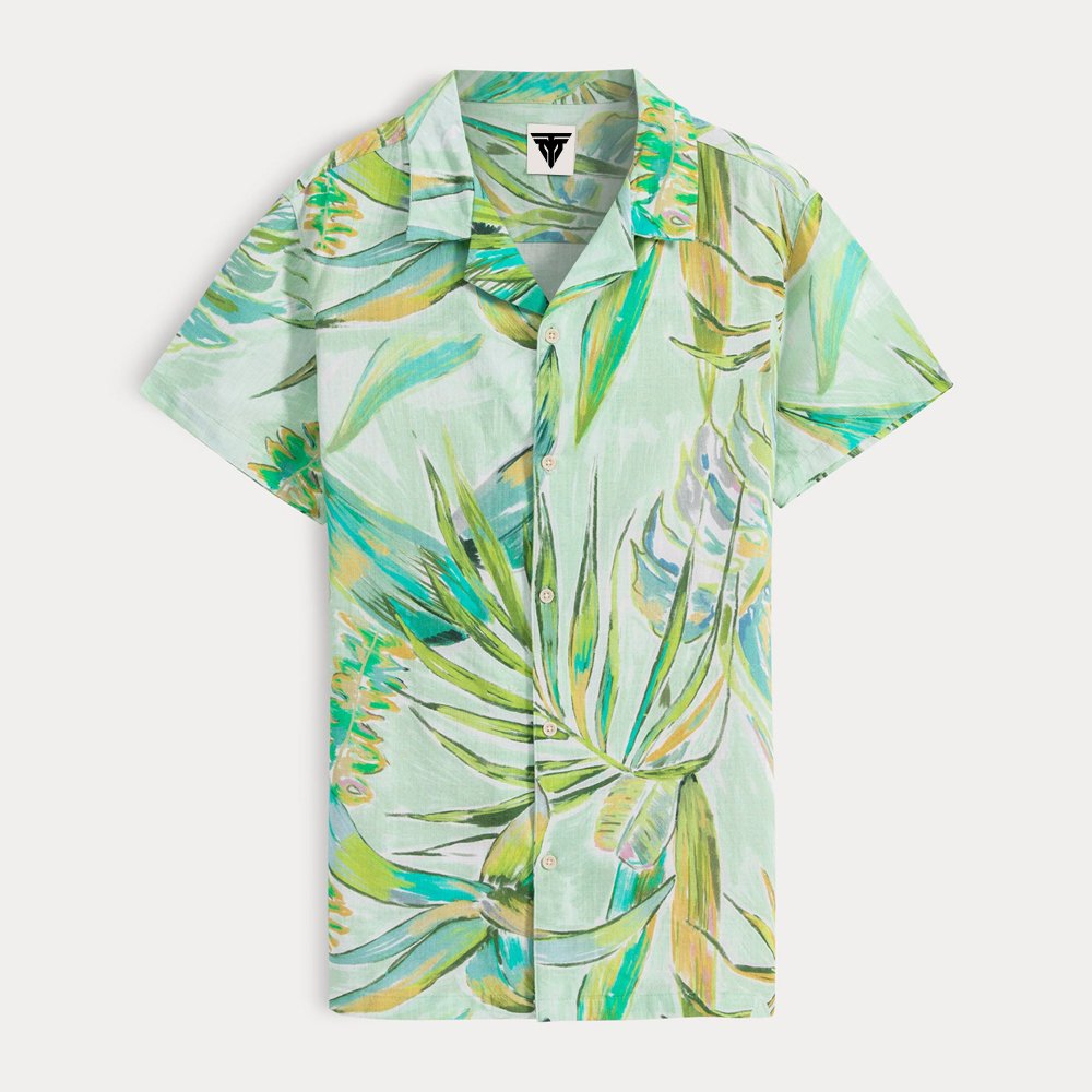 Custom Print Tropic Shirts Mens Button Up Resort Shirt